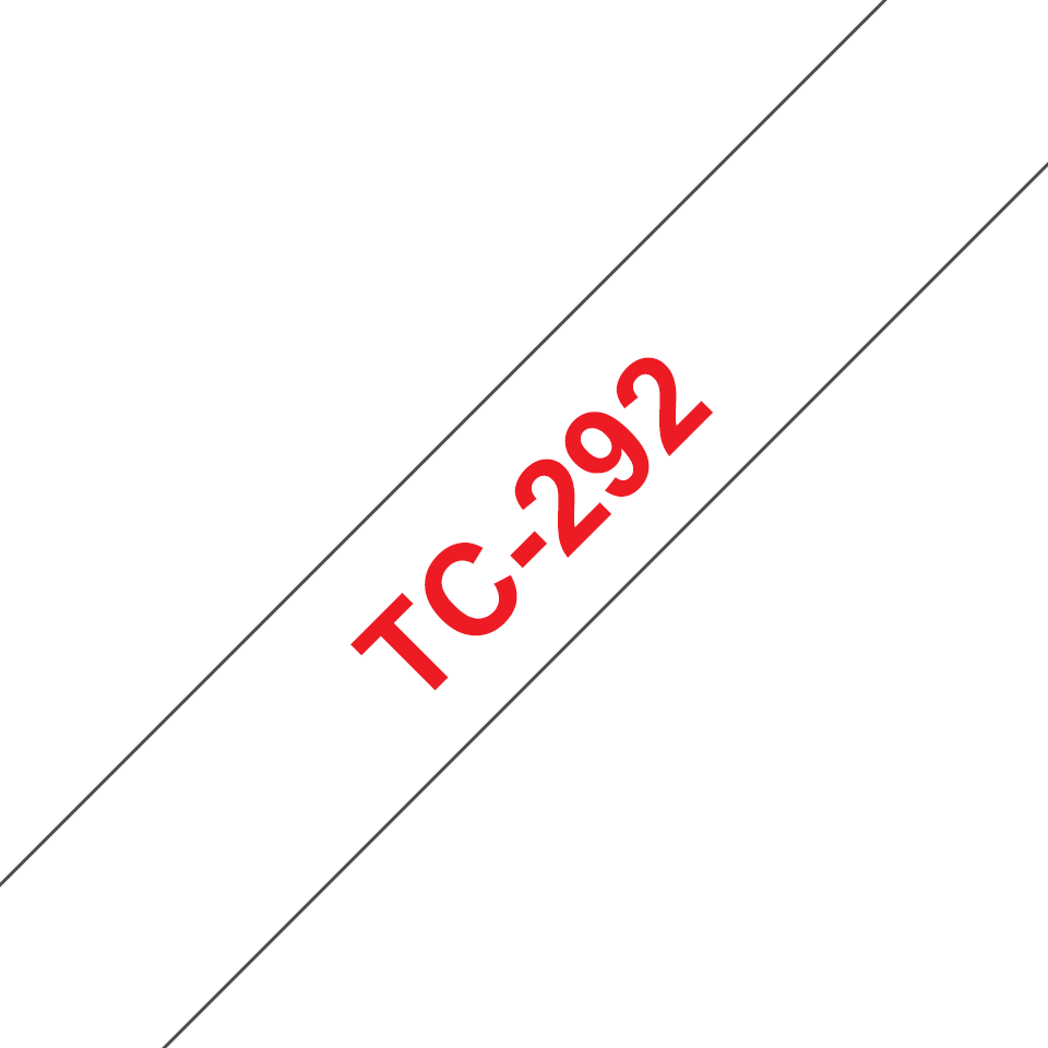 Oryginalna taśma do etykietowania Brother TC-292 – czerwony nadruk na białym tle, szerokość 9mm